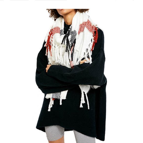 NWT Free People Valley Plaid Fringed Scarf Plaid - Picture 3 of 10